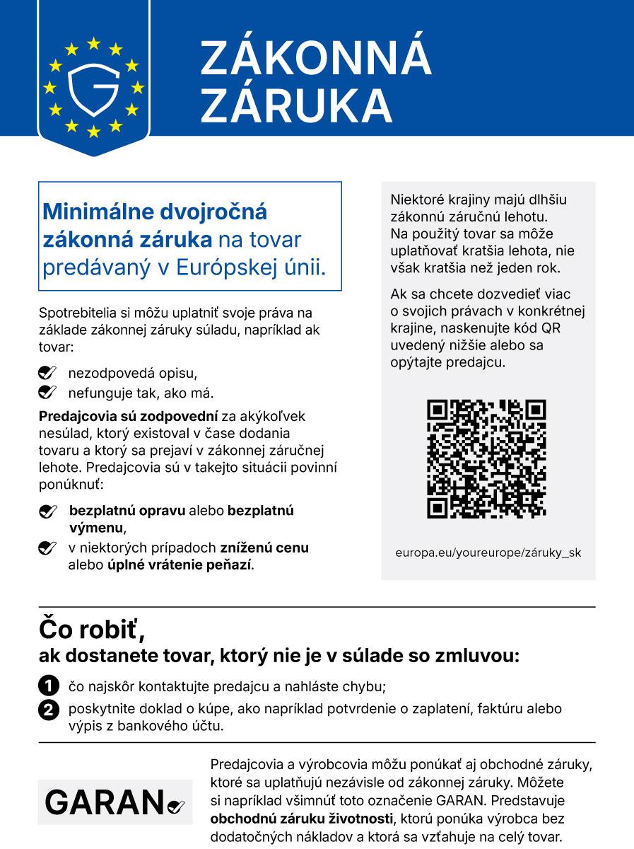 Zákonná záruka Harmonizovaný formulár